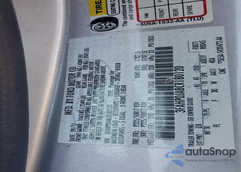 2012 Ford Fusion Sel z USA, uszkodzony, nr VIN 3FAHP0JA8CR180120